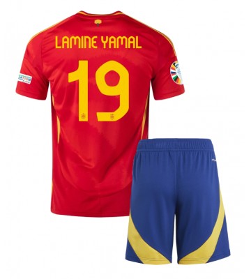 España Lamine Yamal #19 Primera Equipación Niños Eurocopa 2024 Manga Corta (+ Pantalones cortos)